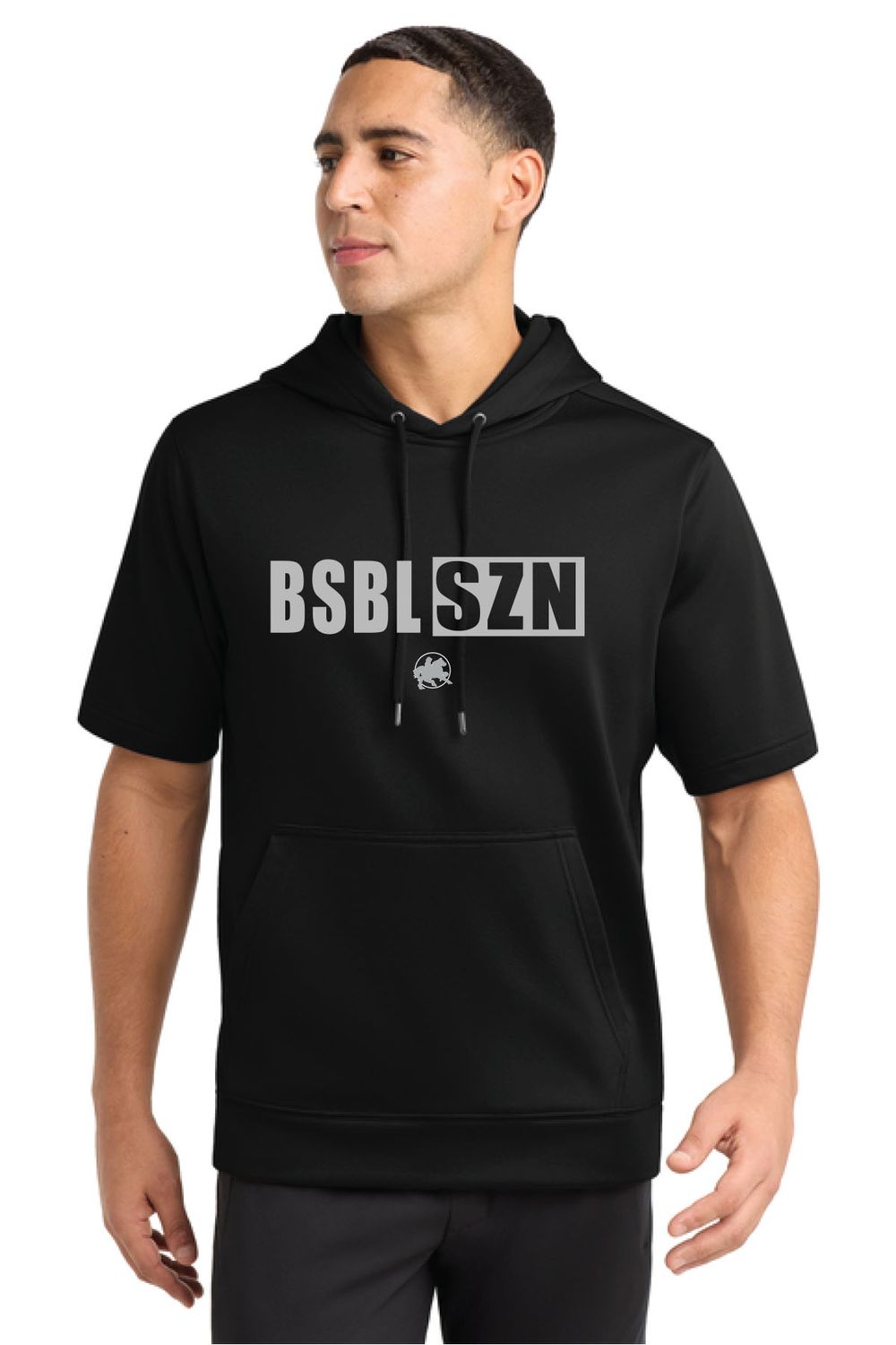 Sport-Tek ® Sport-Wick ® Fleece Short Sleeve Hooded Pullover - ST251- SZN- NK Spring Sports, Color: BLACK - BASEBALL, Size: YOUTH XS