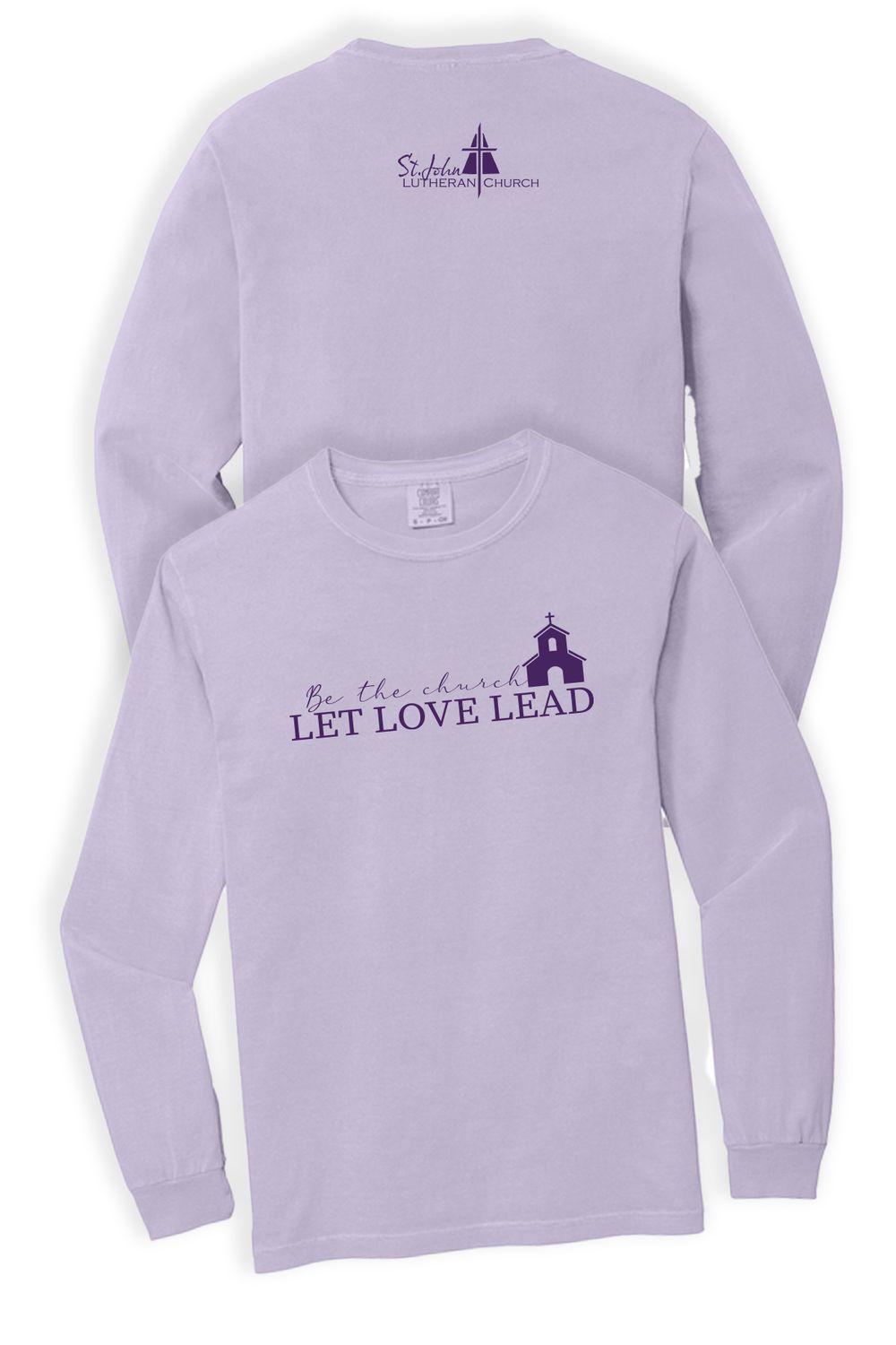 Comfort Colors Heavyweight Ring Spun Long Sleeve Tee - 6014 - LET LOVE LEAD, Color: ORCHID, Size: SMALL