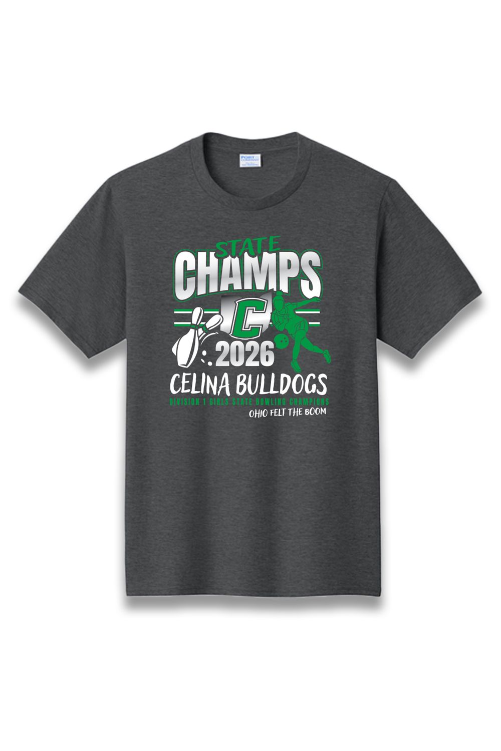 STATE Port &amp; Co™ Fan Favorite™ Tee - Celina Bowling - 2026, Color: Dark Grey Heather, Size: SMALL
