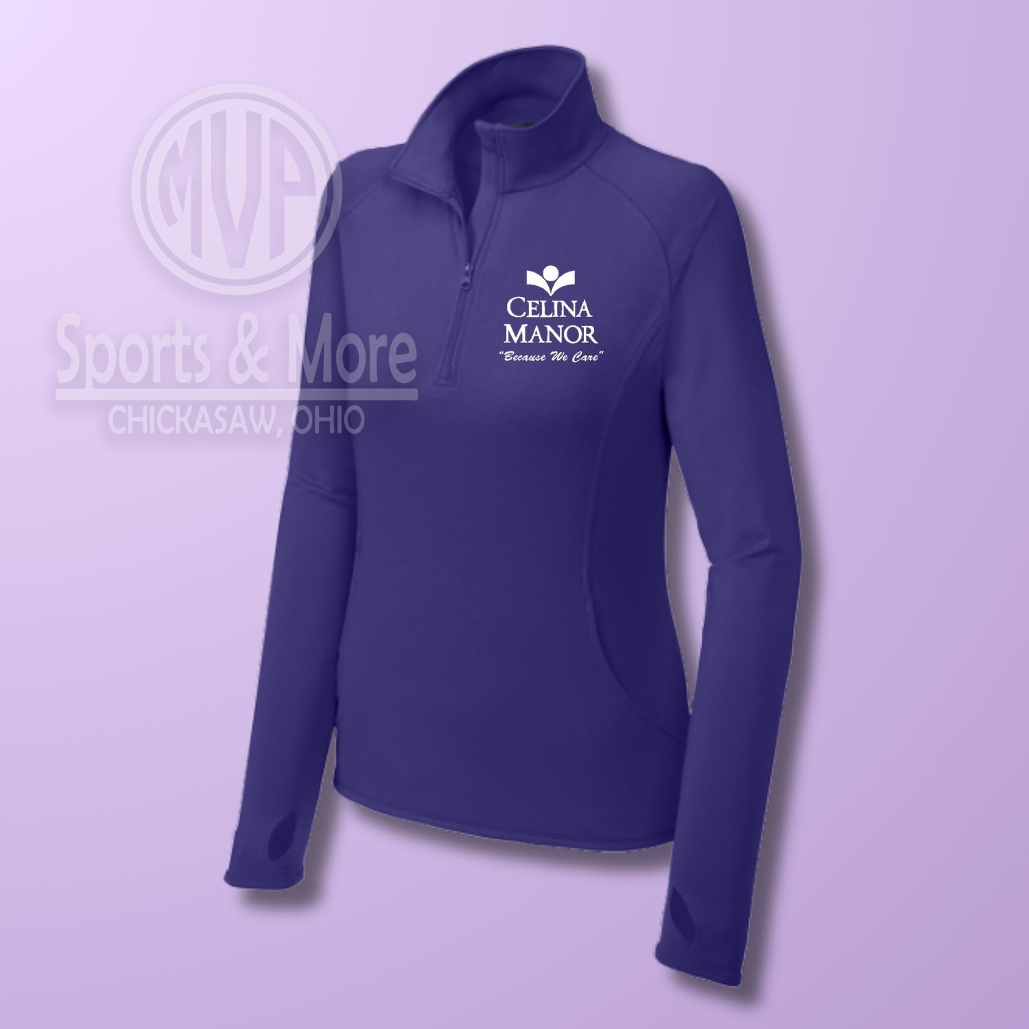 Ladies Three Season 1/4 Zip _ Celina Manor, Color: Purple, Size: LADIES SMALL