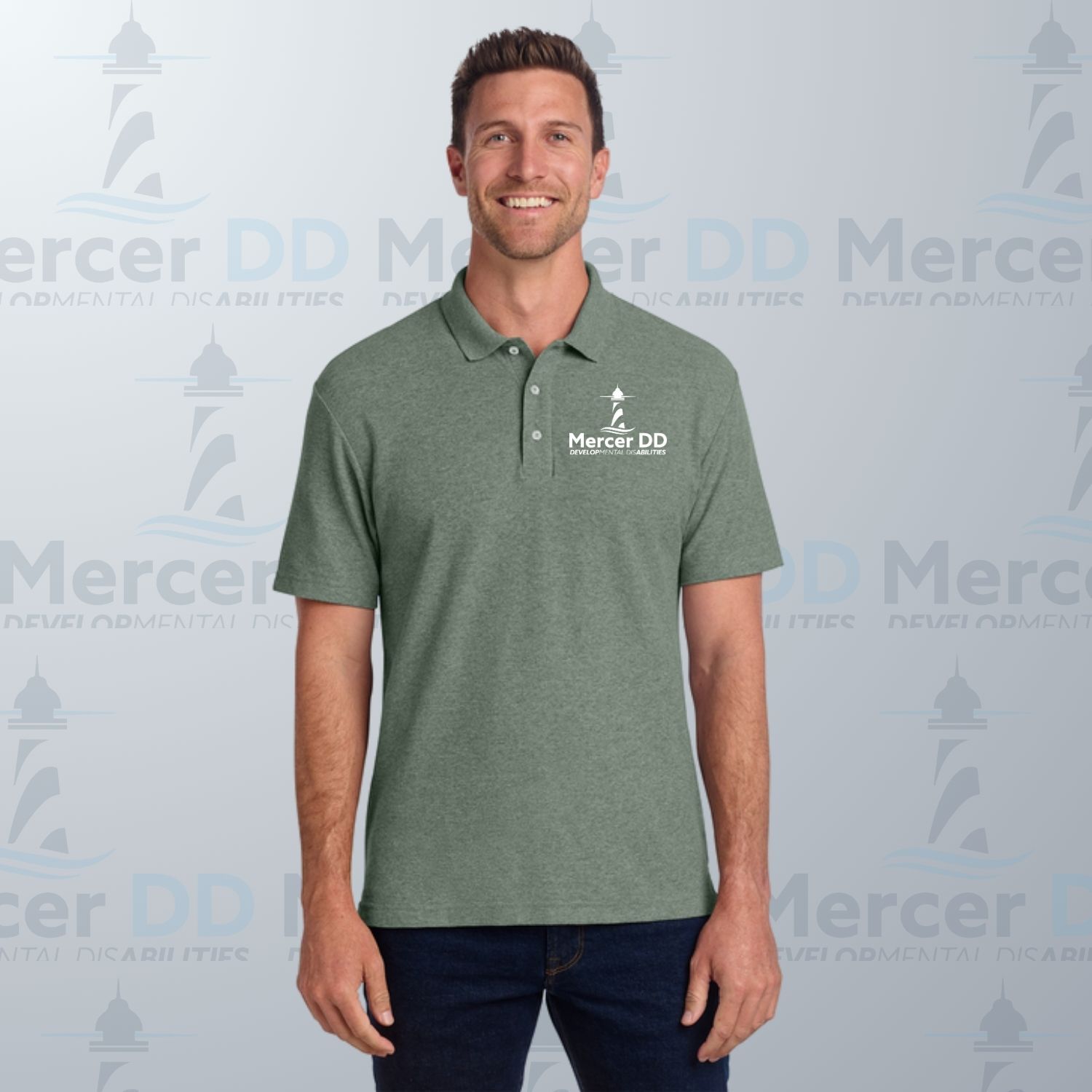 Cotton Blend Pique Polo _ K867, Color: Dark Green Heather, Size: XS