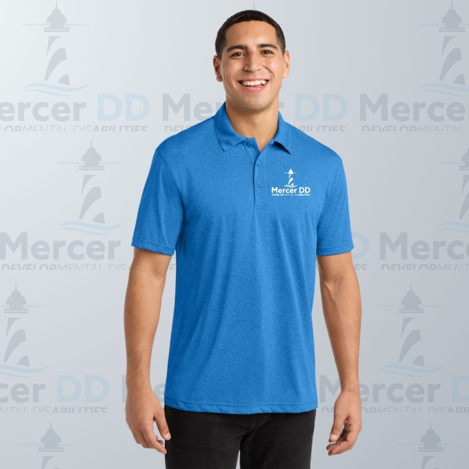 Heather Contender Polo _ ST660, Color: Blue Wake Heather, Size: XS