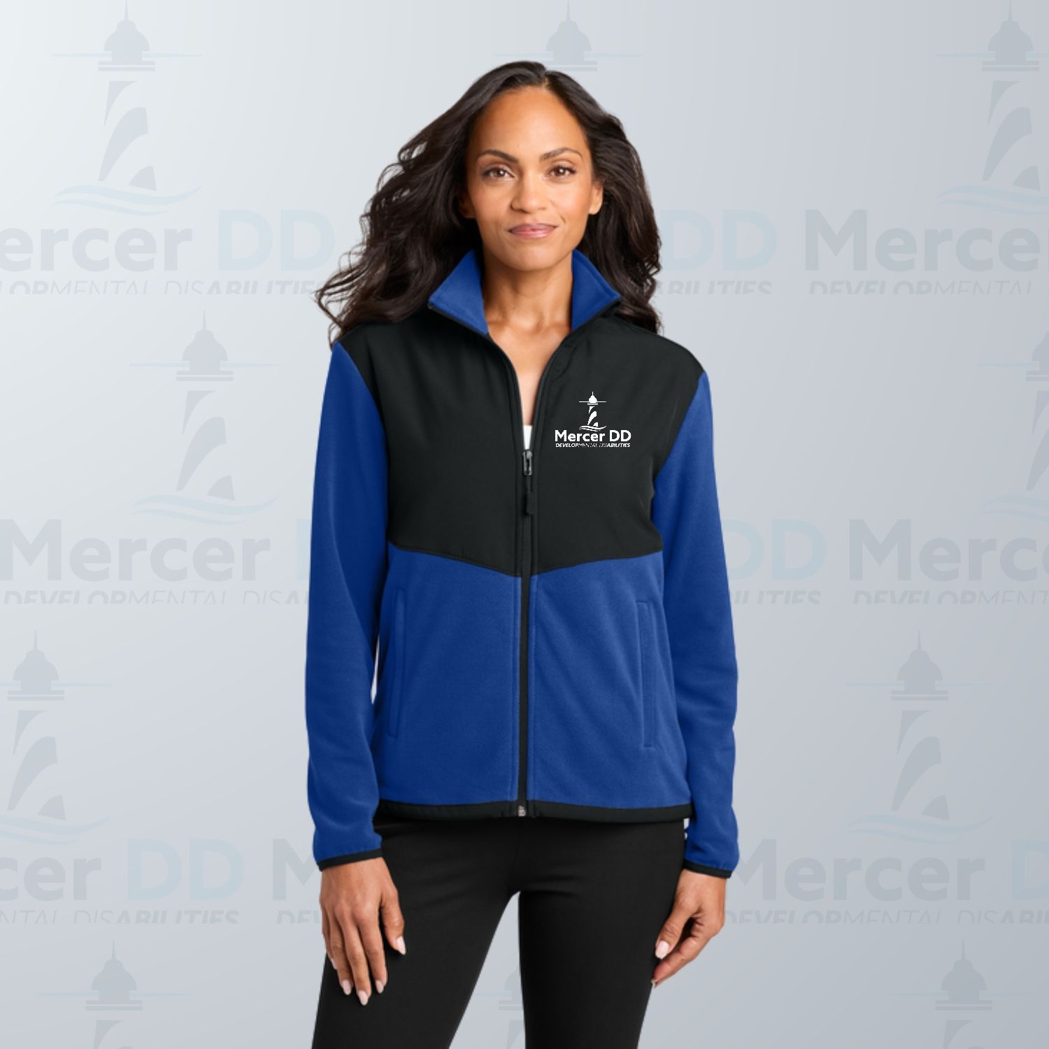 Ladies Therma-Tek Fleece Jacket _ L180, Color: Blue/Black, Size: XS