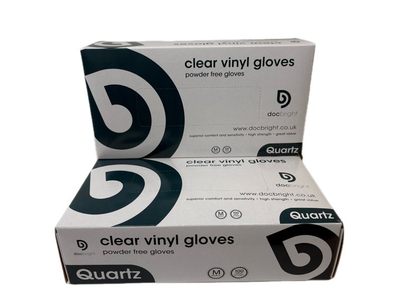 Doc Bright 'Quartz' Vinyl Gloves - Box of 100 (Clear)