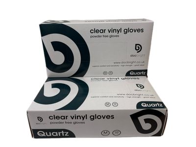 Doc Bright 'Quartz' Vinyl Gloves - Box of 100 (Clear)