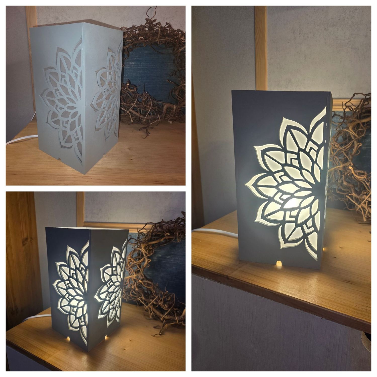 Mandala-LED-Stehlampe (28 cm) – Boho-Deko mit sanftem Diffusor-Licht