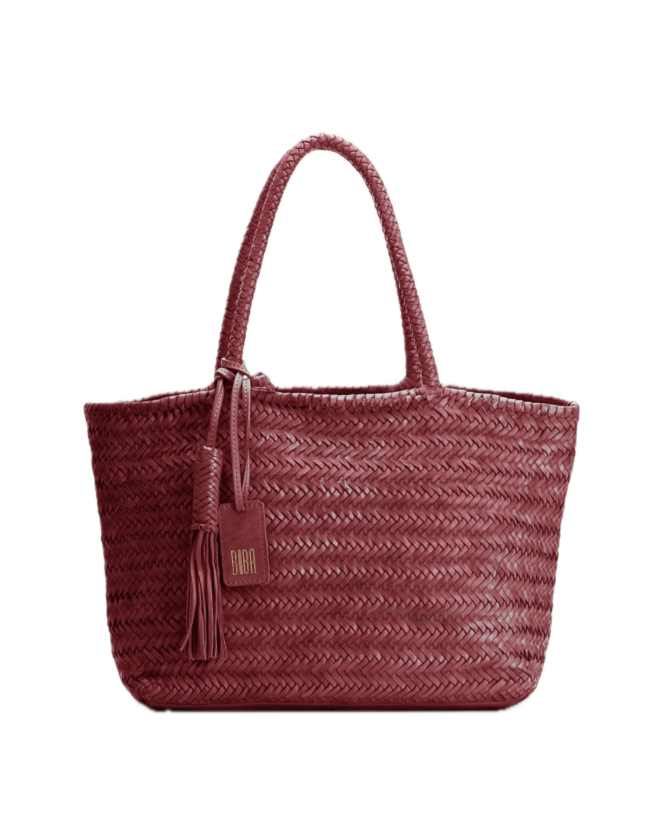 Sac porté épaule panier tressé cuir Rouge BIBA Perkins