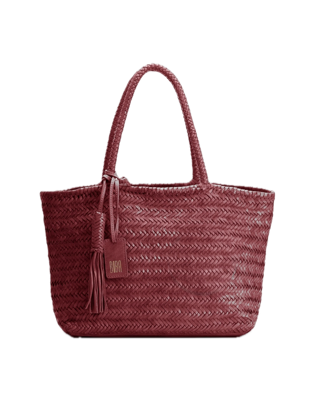 Sac porté épaule panier tressé cuir Rouge BIBA Perkins
