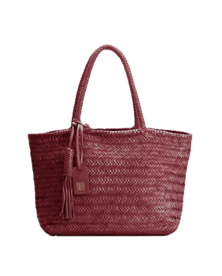 Sac porté épaule panier tressé cuir Rouge BIBA Perkins