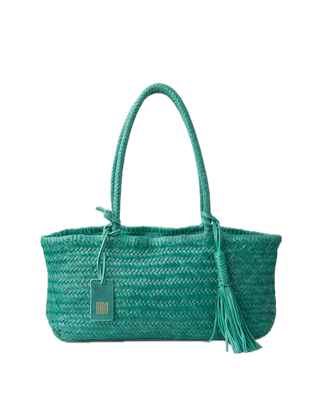 Sac porté épaule panier tressé cuir Vert BIBA Perkins S