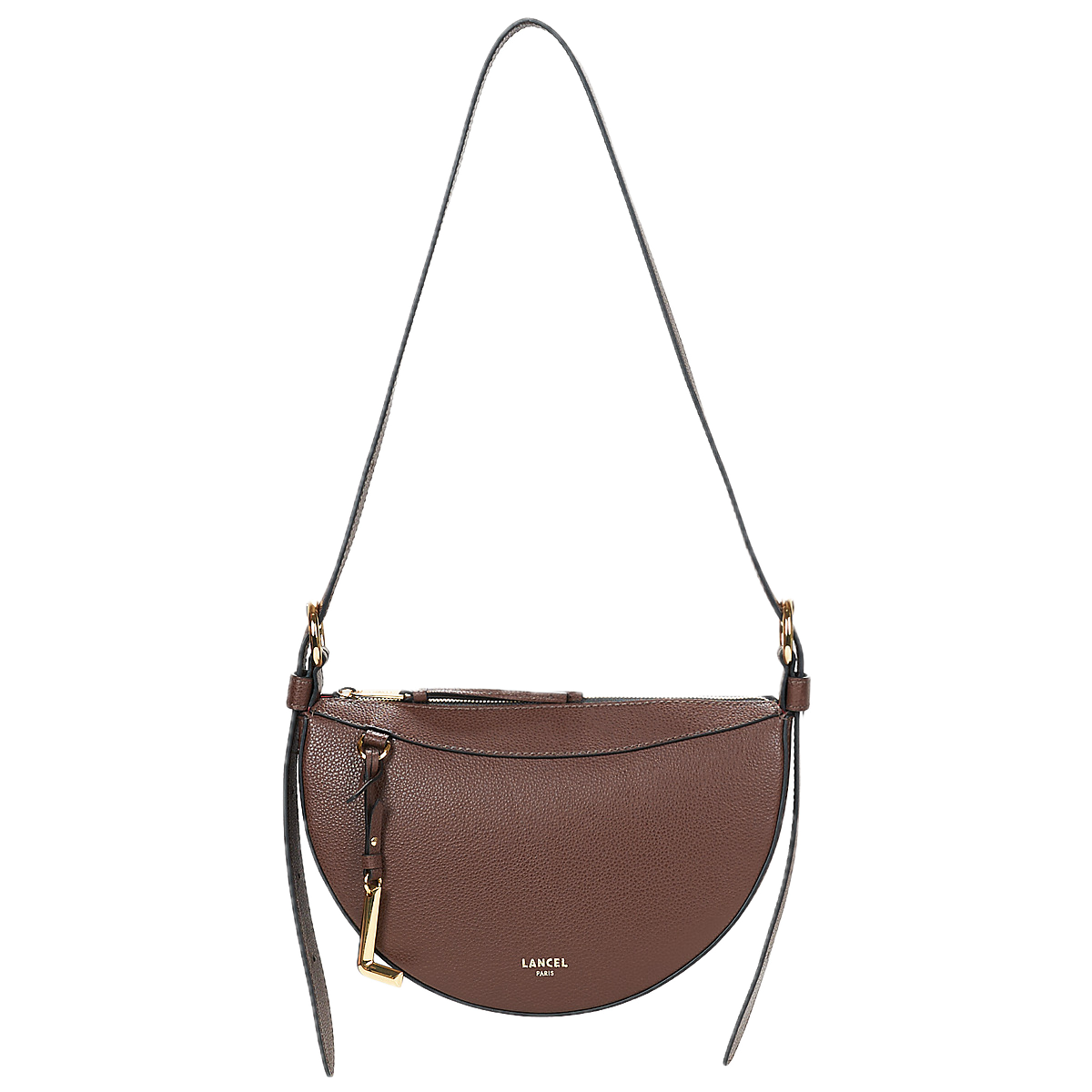 Sac Bandoulière demi lune Faubourg Cuir Coconut chocolat LANCEL