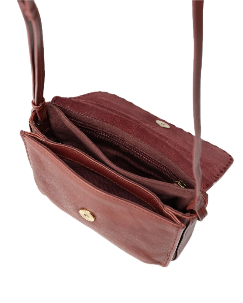 Sac bandoulière cuir BIBA Hatch Burgundy