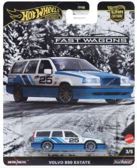 Hotwheels  1:64 - Volvo 850 Estate, Wit/Blauw