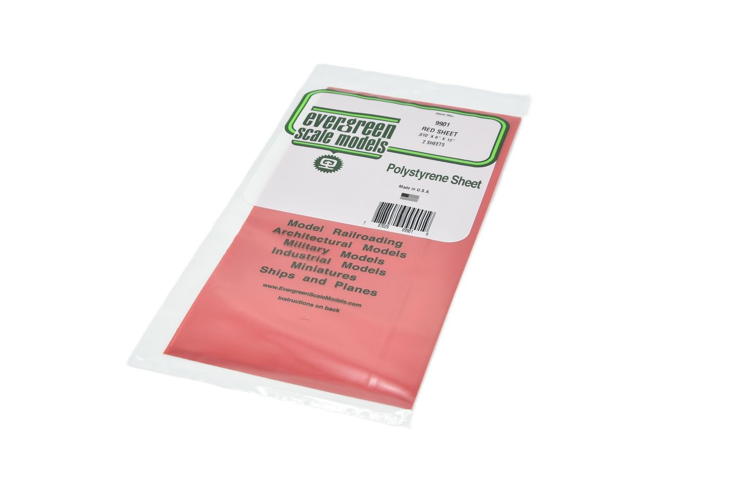 Evergreen 9901 - .010" thick RED (.25mm)