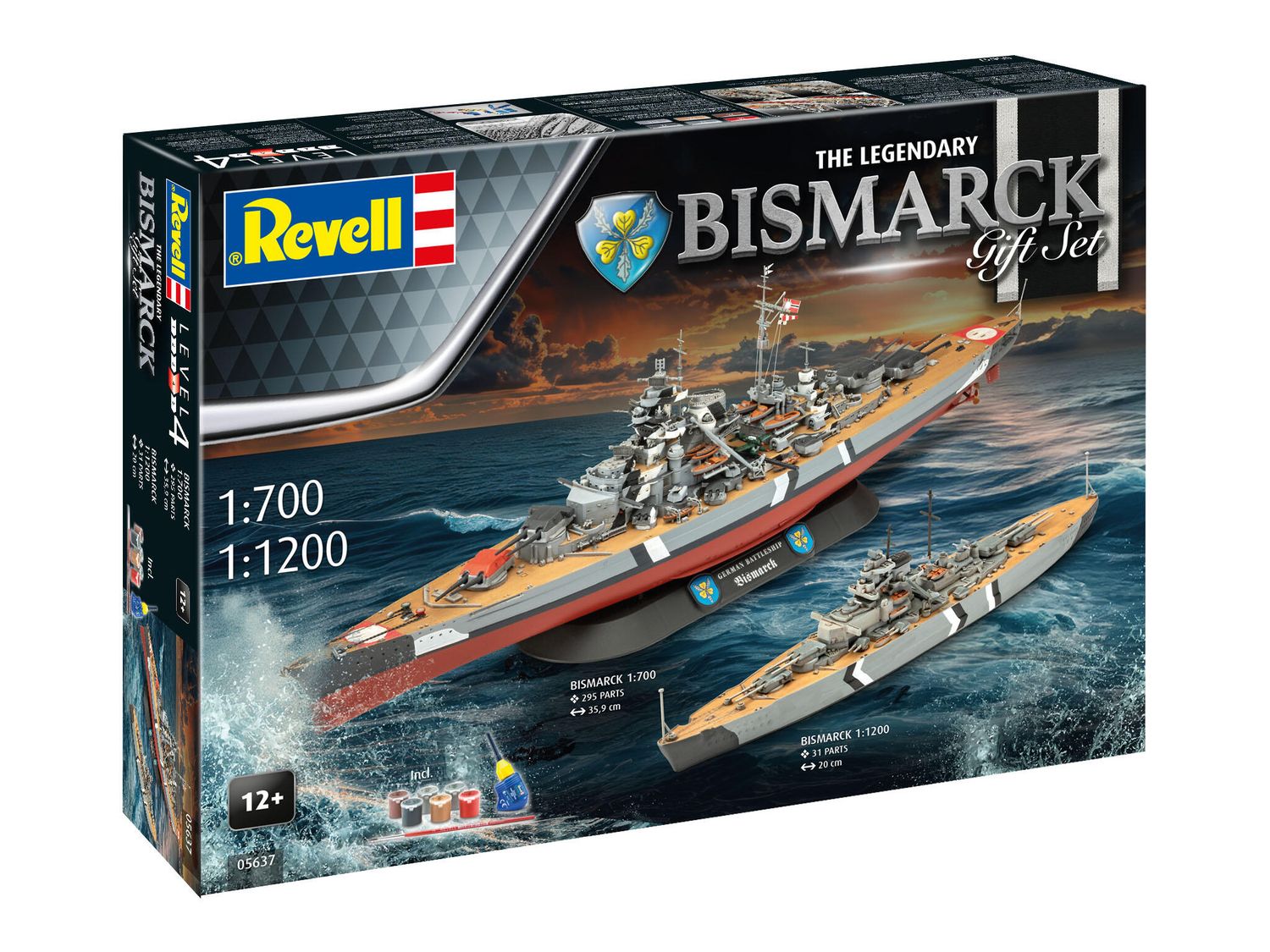 Revell 05637 - Gift Set The Legendary Bismarck (1:700 &amp; 1:1200) (inclusief verf en lijm)