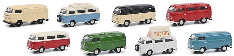 Schuco 1:87 - VW T2a Bus/Camper/Bestelbus Set (8 st.), MHI