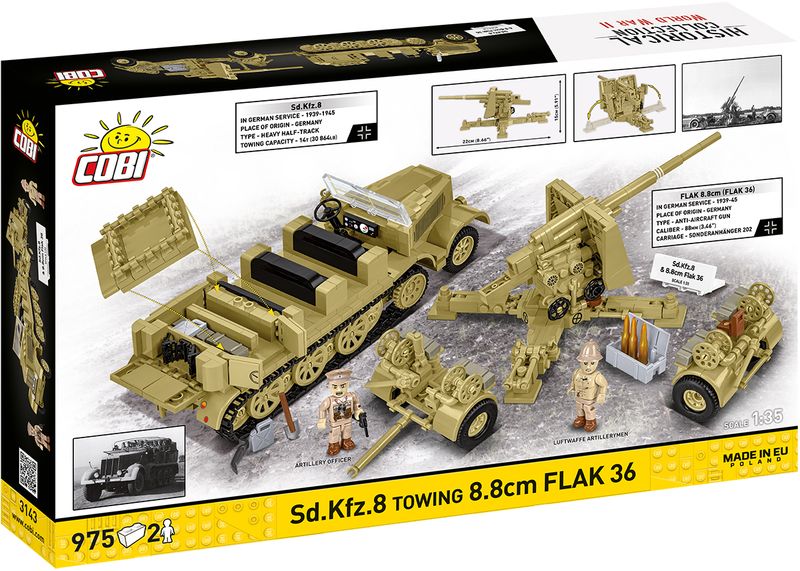 Cobi 3143 - SD.KFZ.8 TOWING 8,8CM FLAK36