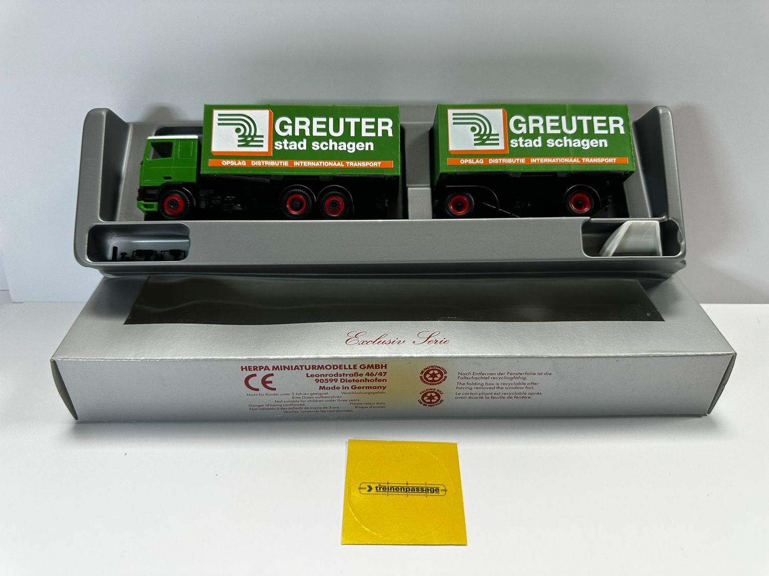 Herpa 1:87 - DAF 95 met oplegger en aanhanger "Greuter stad Schagen"