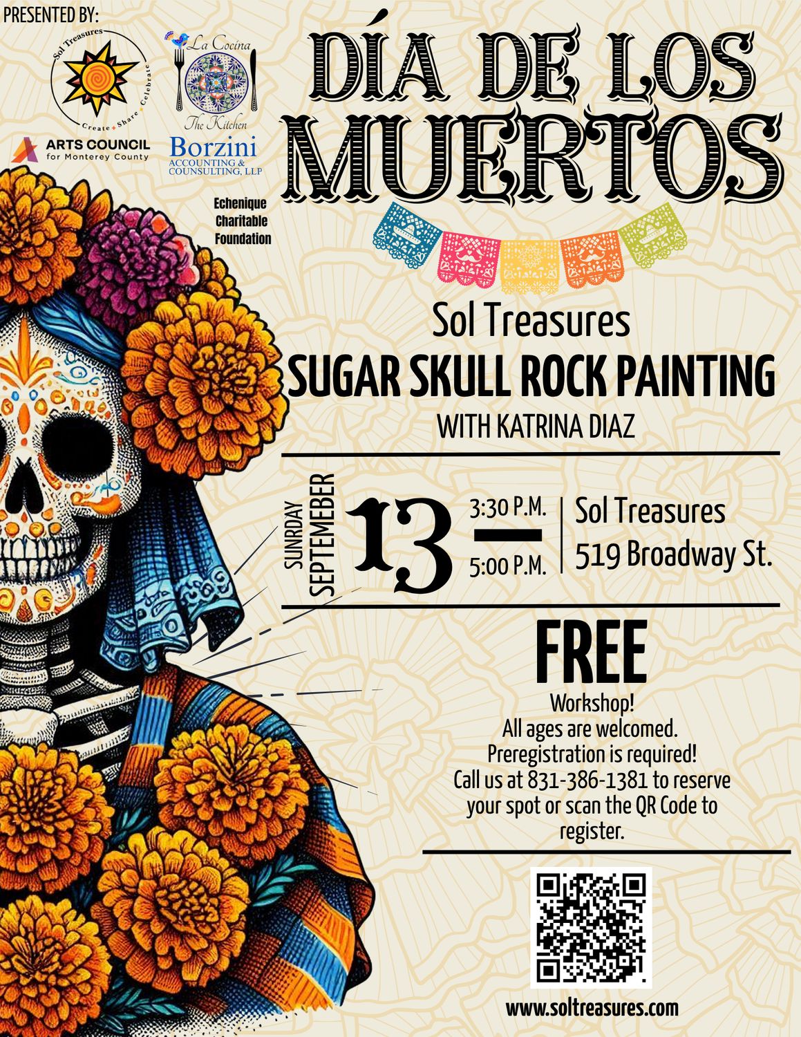 Sugar Skull Rock Painting