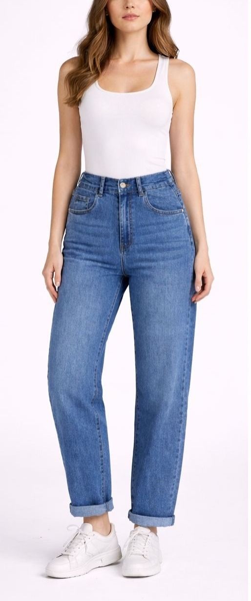 Jean droit taille haute