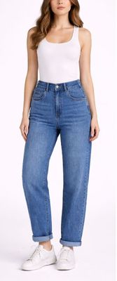 Jean droit taille haute