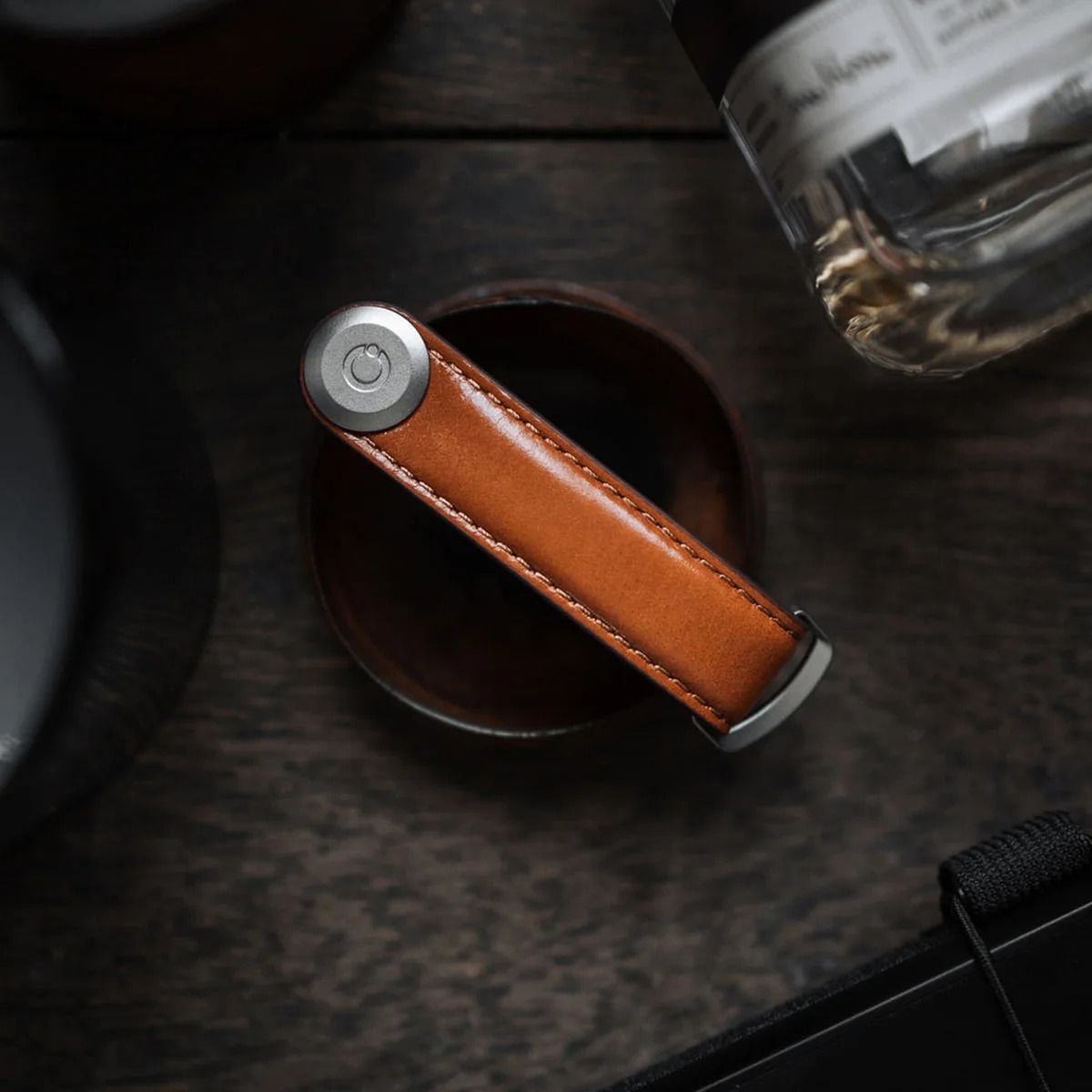 Orbitkey 2.0 Key Organizer, Leather Cognac with Tan Stitching