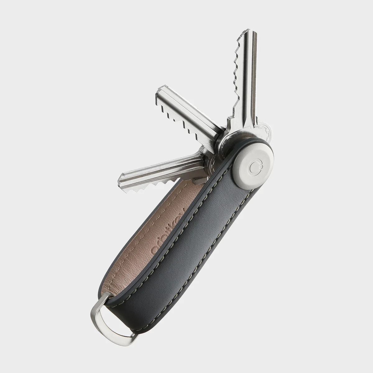 Orbitkey 2.0 Key Organizer, Leather Charcoal with Grey Stitching