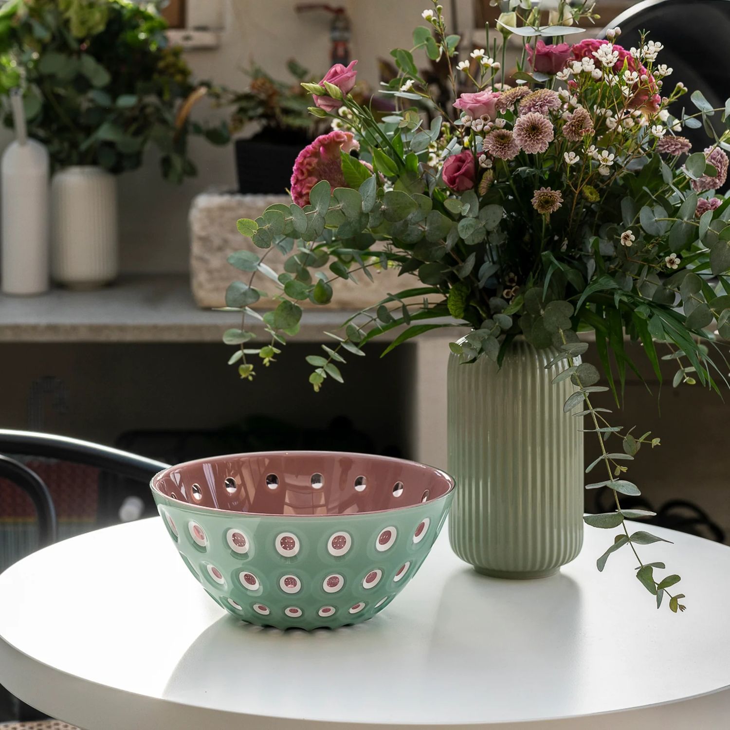 Le Murrine Bowl, Mint and Salmon, Medium