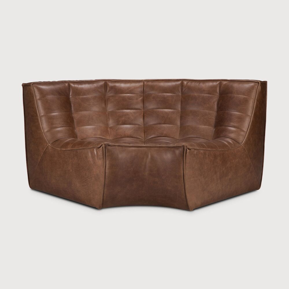 N701 modular sofa - Chestnut leather - 90° round corner
