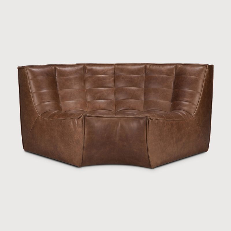 N701 modular sofa - Chestnut leather - 90degree round corner, 47 x 47 x 30