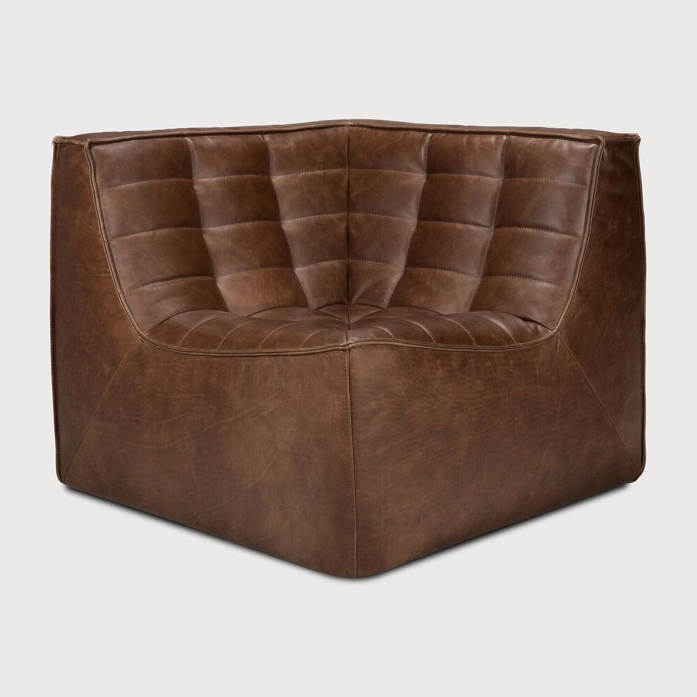 N701 modular sofa - Chestnut leather - 90° square corner