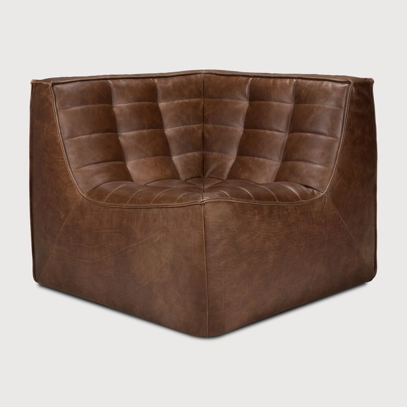 N701 modular sofa - Chestnut leather - 90degree square corner, 36 x 36 x 30