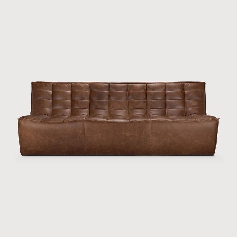 N701 modular sofa - Chestnut leather - 3 seater, 82.5 x 36 x 30