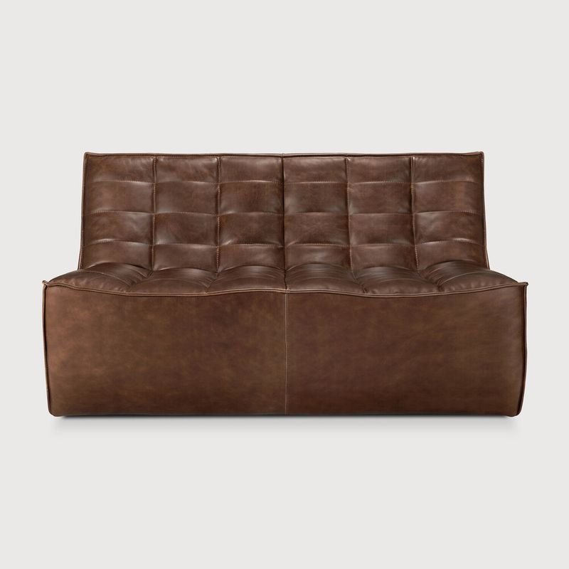N701 modular sofa - Chestnut leather - 2 seater, 55 x 36 x 30