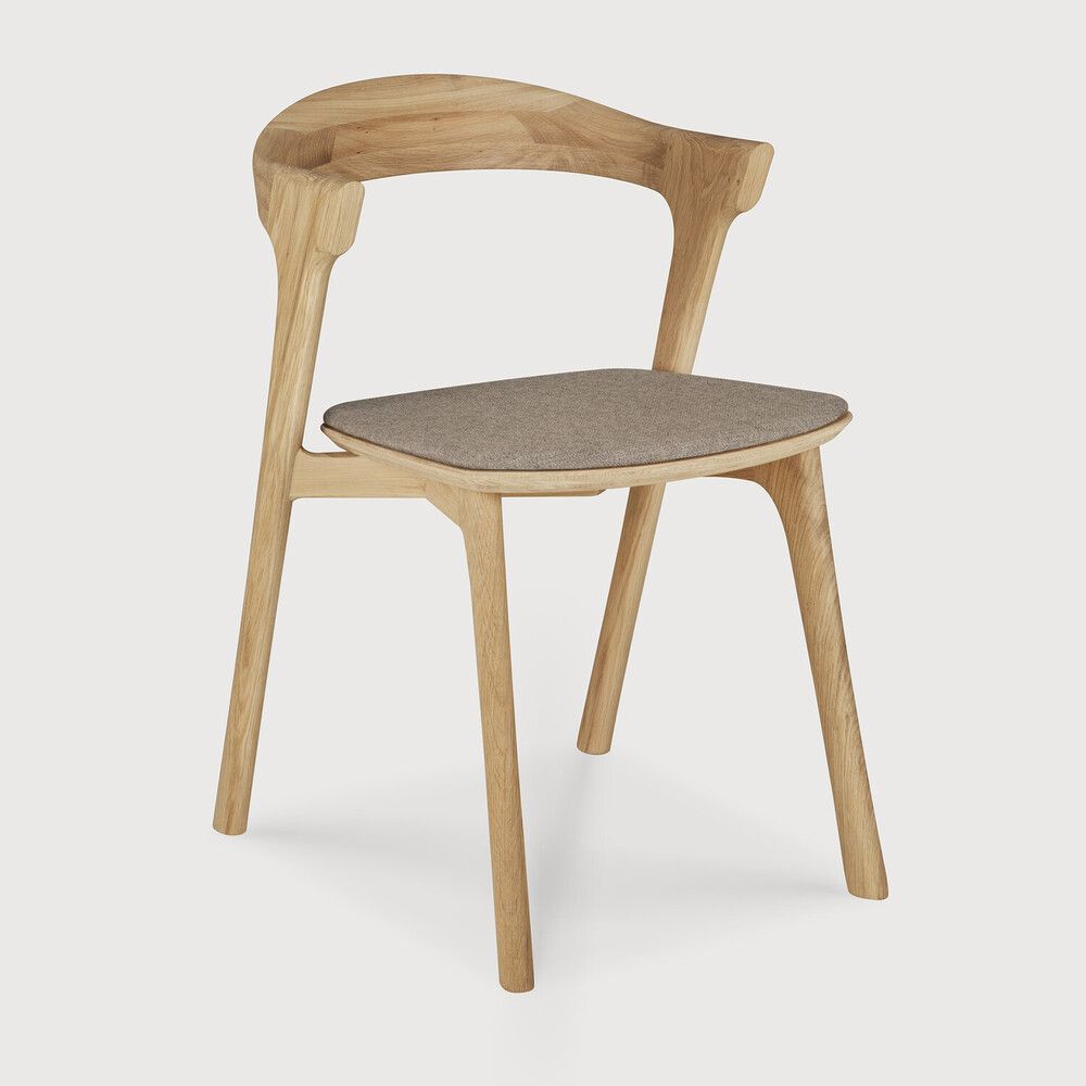 Bok dining chair- varnished oak - Warm Grey fabric