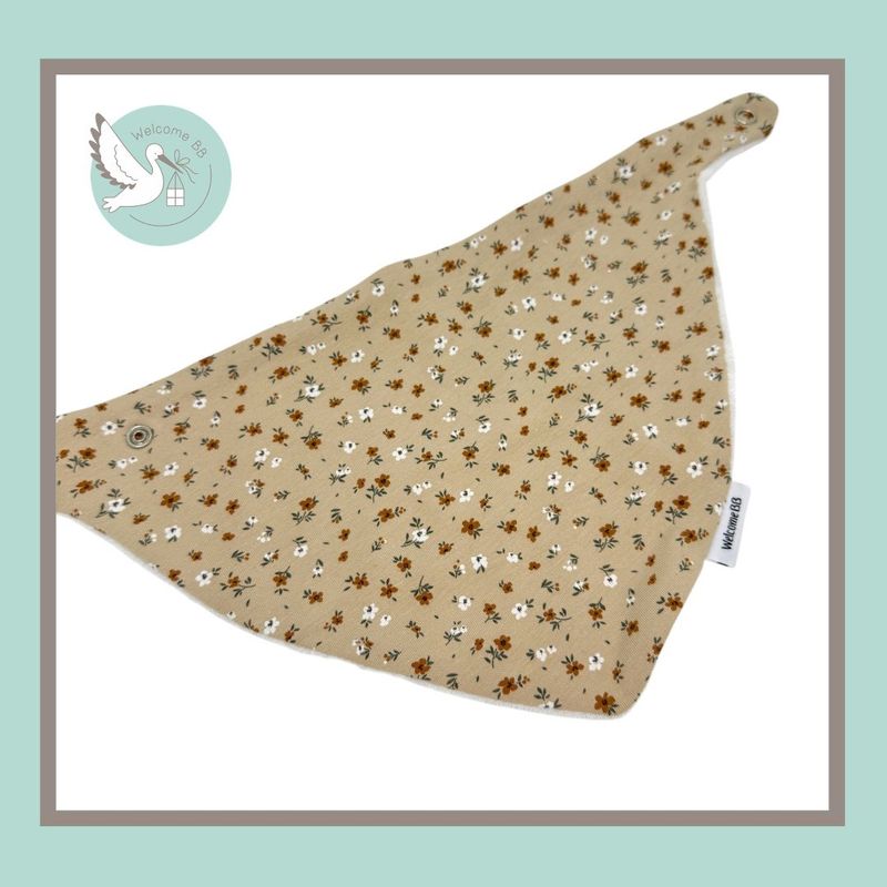 Bavoir: Fleuri beige