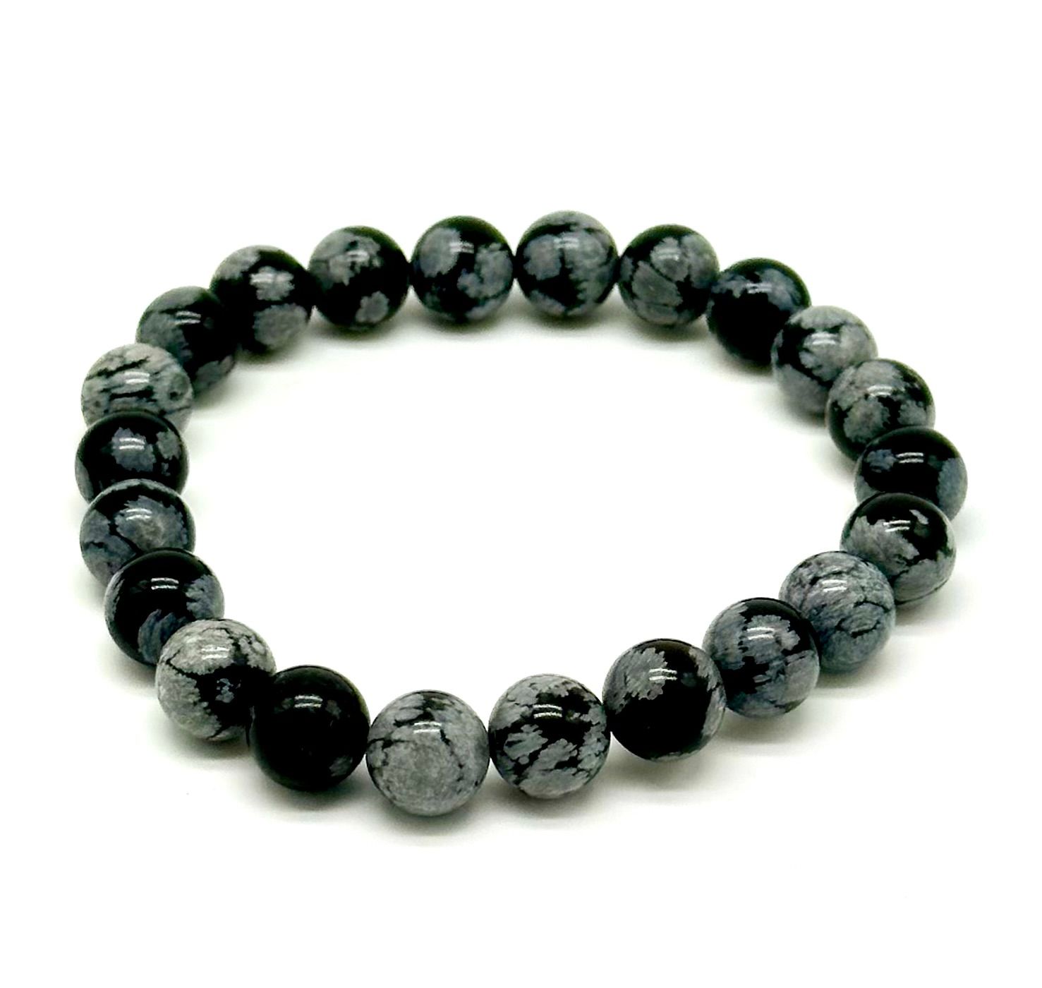 Crystal Snowflake Obsidian 8MM Bracelet