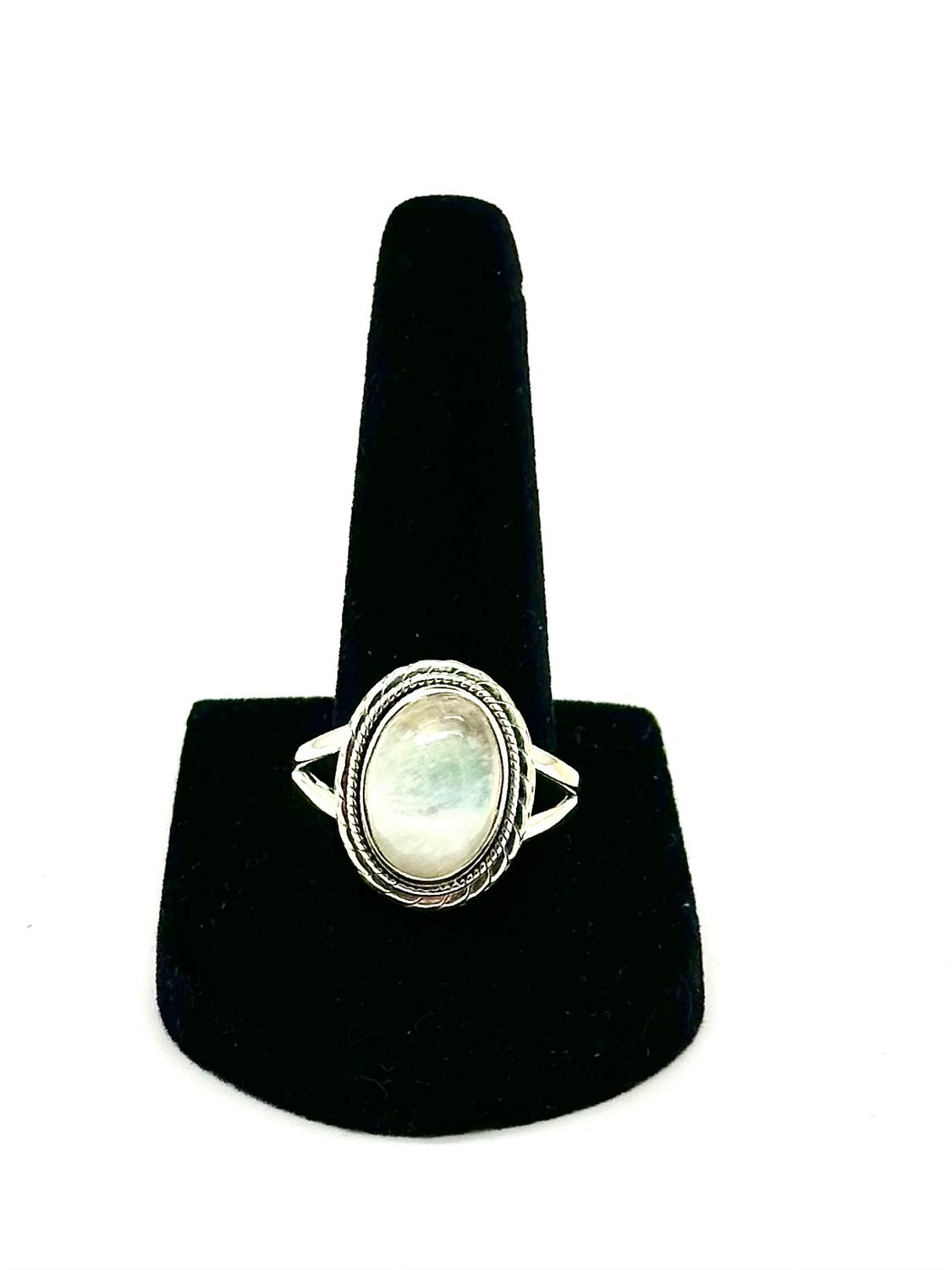 925 Sterling Silver Rainbow Moonstone Ring Size 10