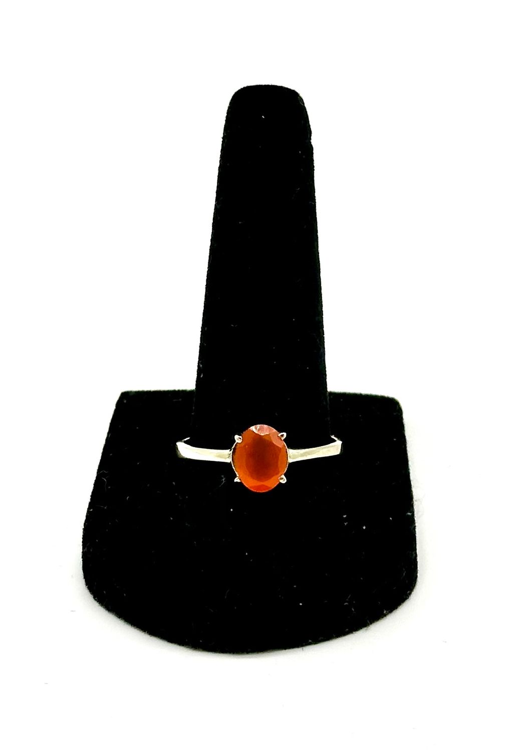 925 Sterling Silver Carnelian Ring Size 10