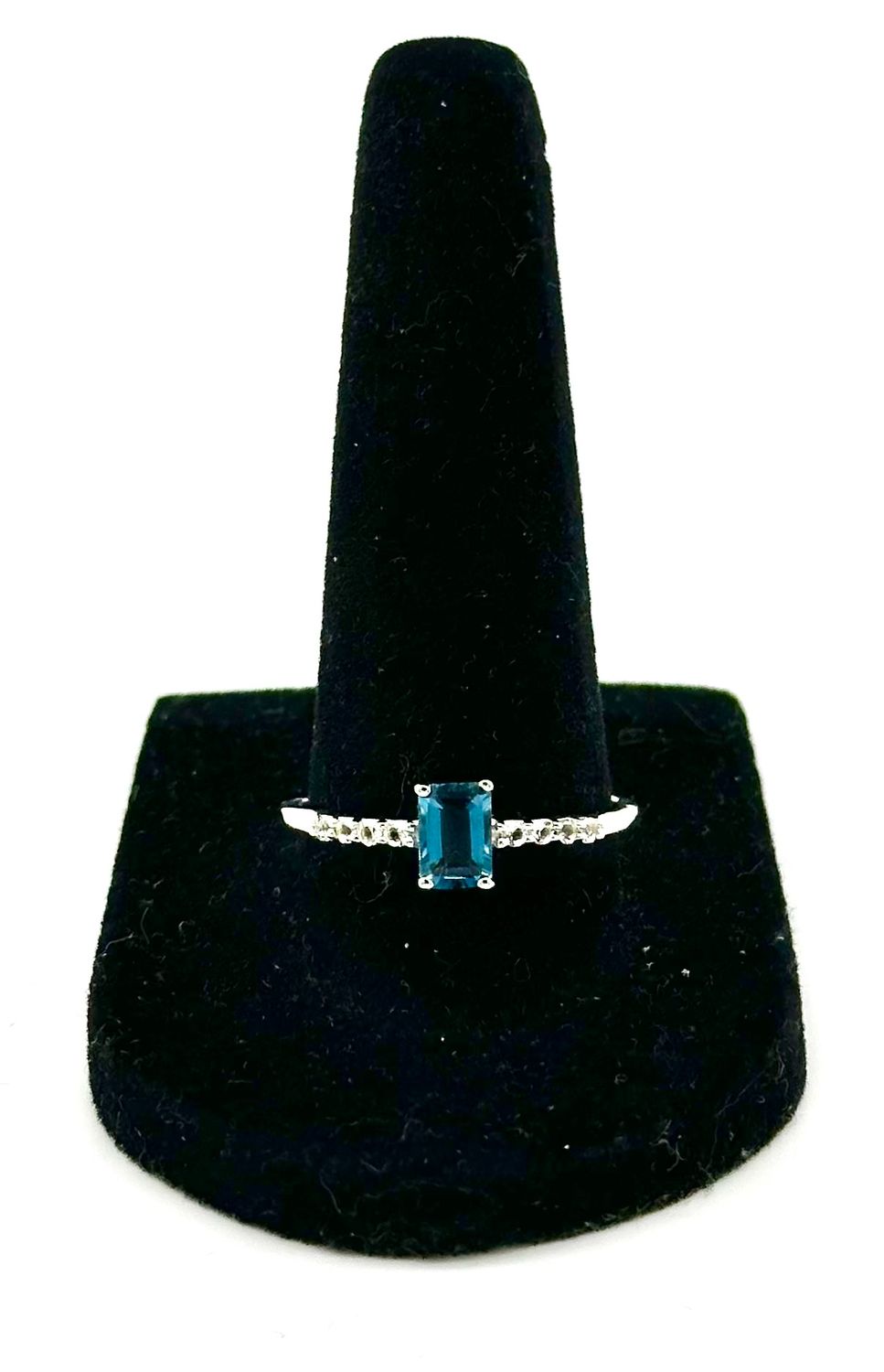 925 Sterling Silver London Blue Topaz Orbit Ring Size 10