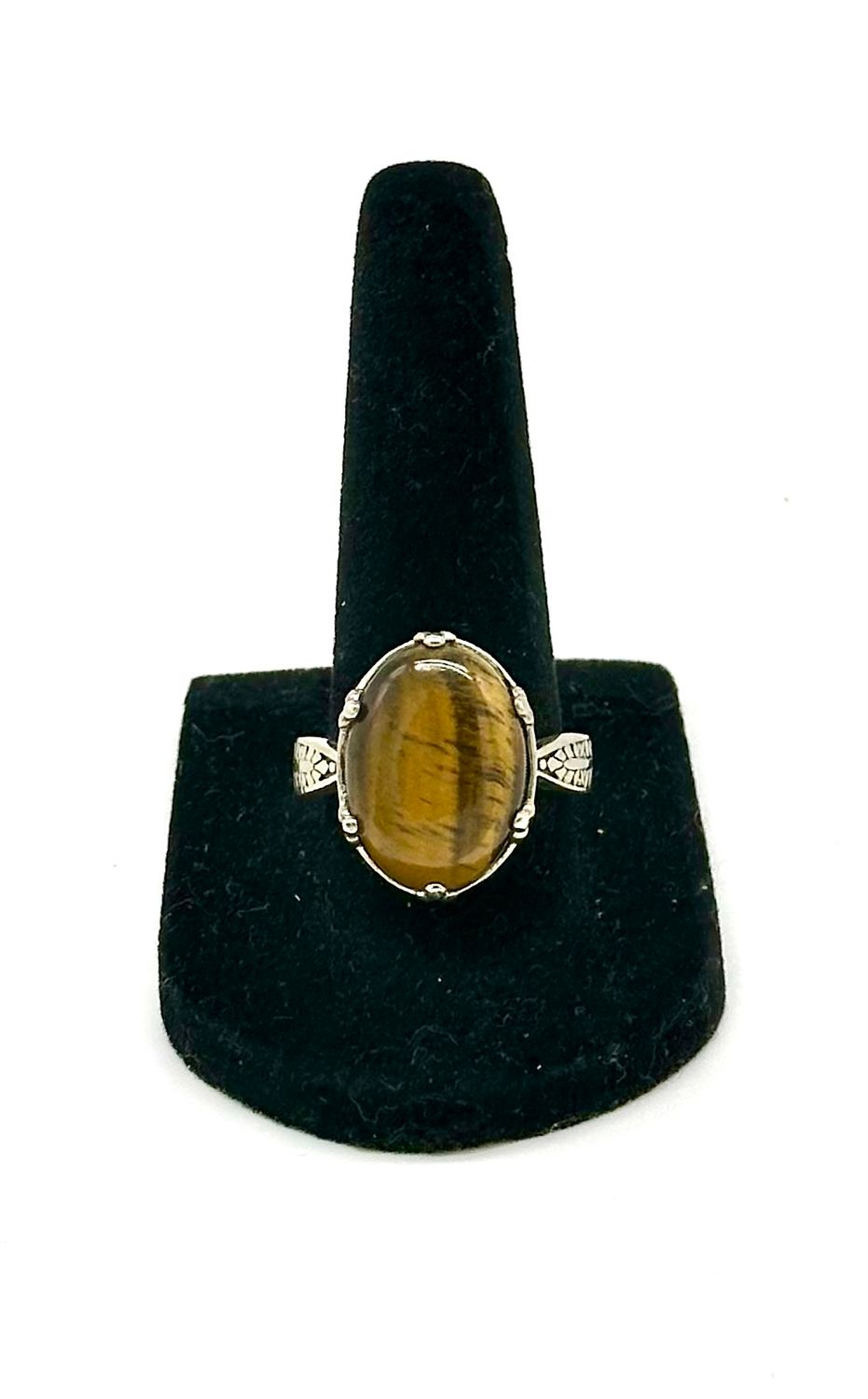 Tiger Eye Artisan Crystal Ring Size 9