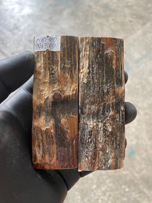 Mammoth Bark Tusk Knife Scales Fossil Pair 3.81×1.29×0.35 inch​​ MBT40