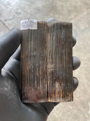 Mammoth Bark Tusk Knife Scales Fossil Pair 3.81×1.25×0.23 inch​​ MBT42