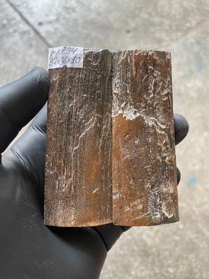Mammoth Bark Tusk Knife Scales Fossil Pair 3.77×1.37×0.35 inch​​ MBT34