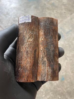 Mammoth Bark Tusk Knife Scales Fossil Pair 4×1.29×0.35 inch​​ MBT41