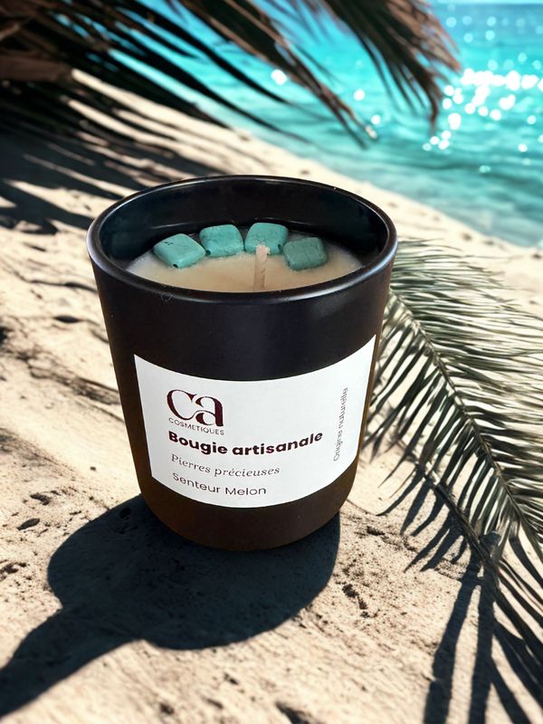 Bougie artisanale Pierres précieuse Senteur Melon Bougie artisanale Pierres précieuse Senteur Melon