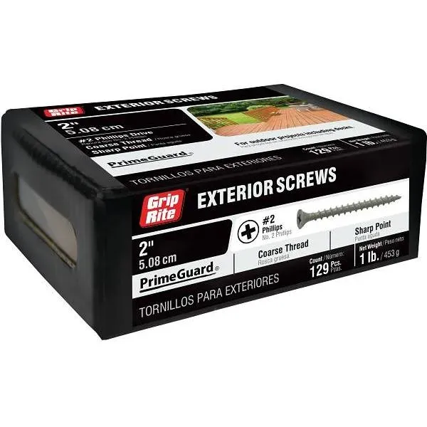 Grip-Rite #8 X 2 In Phillips Bugle-Head Coarse Thread Ext Screws Package Of 129