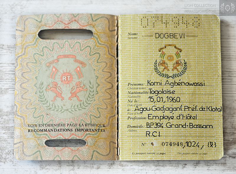 Togo, 1988-1991 passport, mega rare