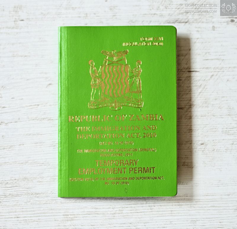 Zambia 2016 work permit, excellent condition