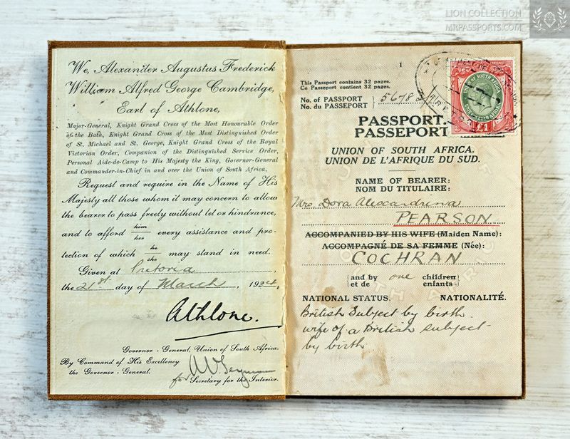 South Africa, 1924-1934 passport, very good condition
